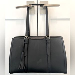 Black Vegan Leather Laptop Purse